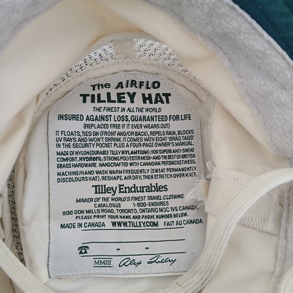 Unisex Tilley Airflo Slim Sun Hat Ivory Size Small/7/22 inch head circumference - Picture 5 of 5